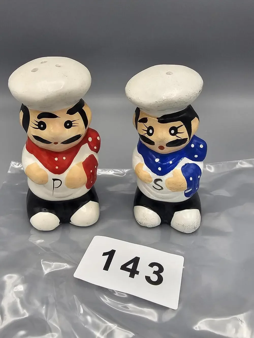 Vintage Ceramic Salt and Pepper Shaker Set Chef Figures